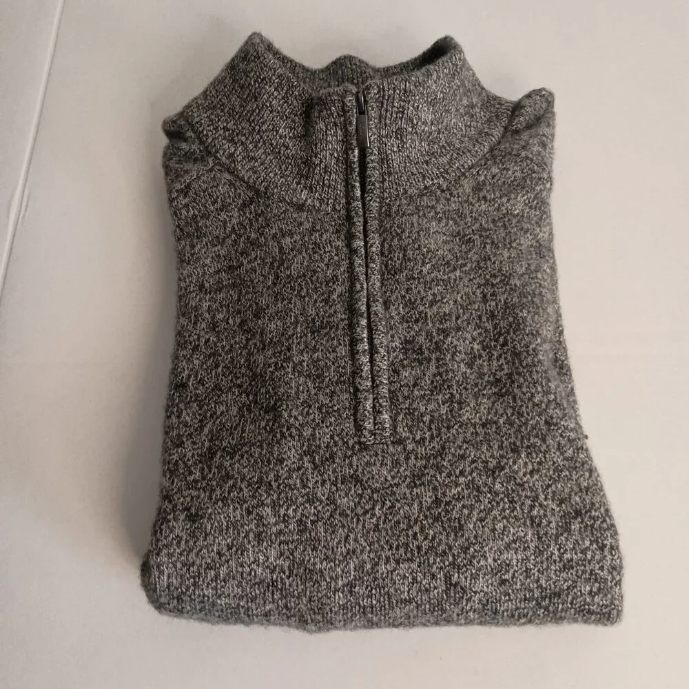 J Crew Sweater 1/4 Zip Warm Classic Gray/Black/White Men’s Size XL VGUC - Picture 12 of 13